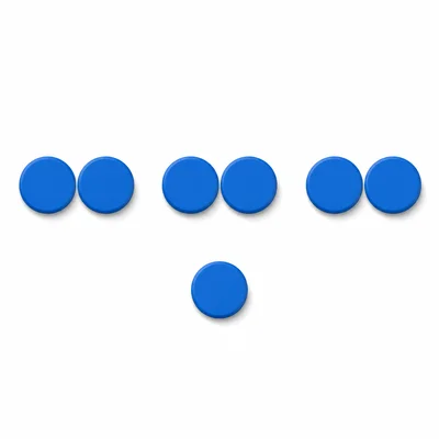 Seven tokens arranged in pairs with one leftover token.
