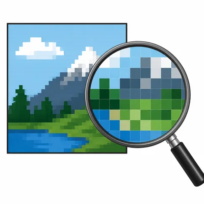 A magnified digital image showing individual square pixels.