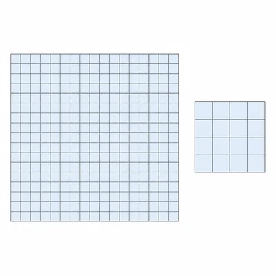 Two pixel grids comparing a larger image to a smaller image.