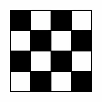A 4 by 4 black-and-white pixel grid.