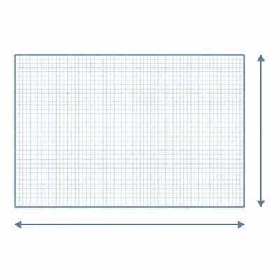 A pixel grid image with arrows showing width and height.