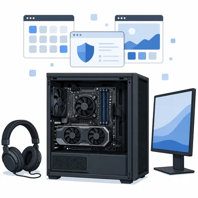 Internal hardware, external hardware, and software examples shown together.