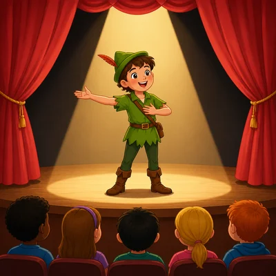 An actor performs a character on stage.