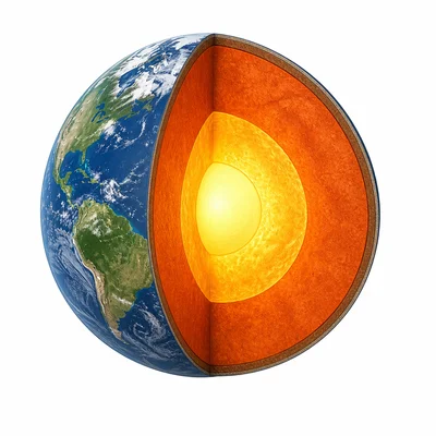 Simple unlabeled Earth cross-section showing all four main layers.