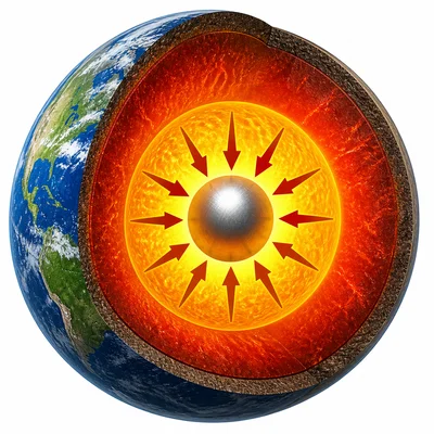 Inner core squeezed by pressure from surrounding Earth layers.
