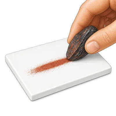 A mineral leaves a powder streak on a porcelain plate without scratching it.