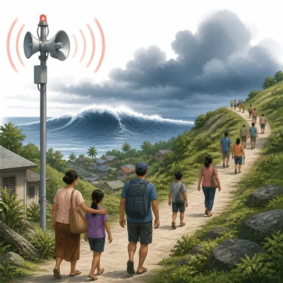 Early warning system helping people evacuate before a natural disaster.