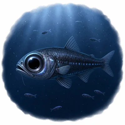 Twilight-zone fish with large eyes in dim water.