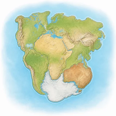Continents fitted together into one supercontinent surrounded by ocean.