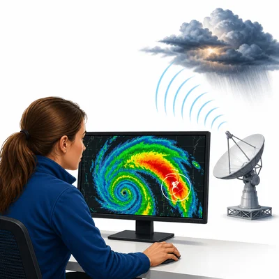 A meteorologist uses radar to track a storm.