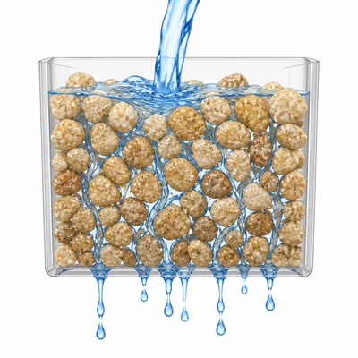 Water drains quickly through coarse sandy soil with large spaces between grains.