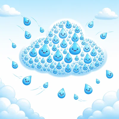Tiny water droplets come together to form a cloud.