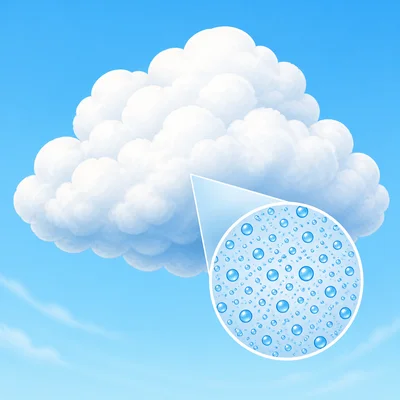 A cloud contains many tiny water droplets.