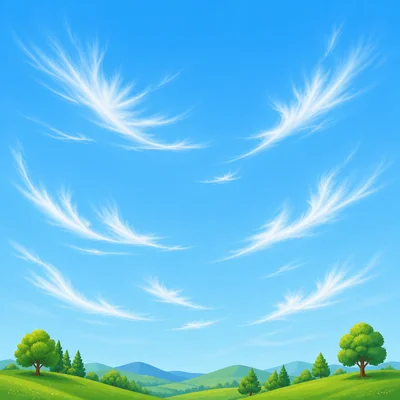 Thin wispy clouds high in a blue sky.
