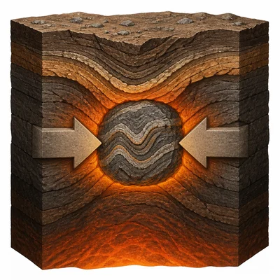 A buried rock changed by heat and pressure without melting.