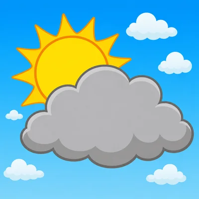 The sun partly hidden behind a cloud.