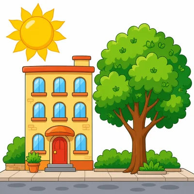 A warm sunny city in summer.