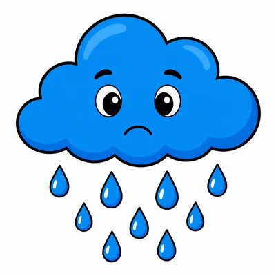 A rain cloud with raindrops falling.
