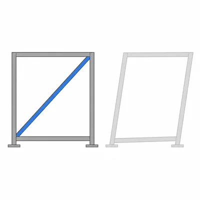 Rectangular frame strengthened by a diagonal brace forming triangles.