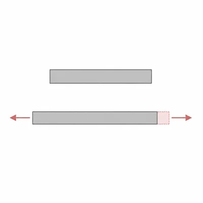 Comparison of an original bar and a slightly stretched bar under tension.