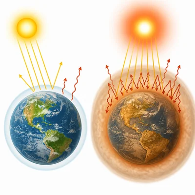 A normal greenhouse effect helps Earth stay warm, but a stronger one traps too much heat.
