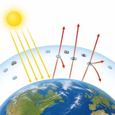 Greenhouse gases in the atmosphere let sunlight in and redirect some heat back to Earth.