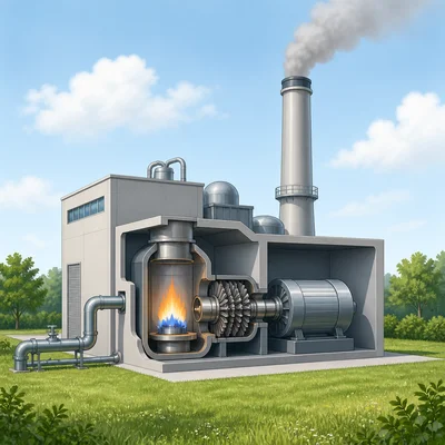 Natural gas power plant releasing a gray plume into the air.