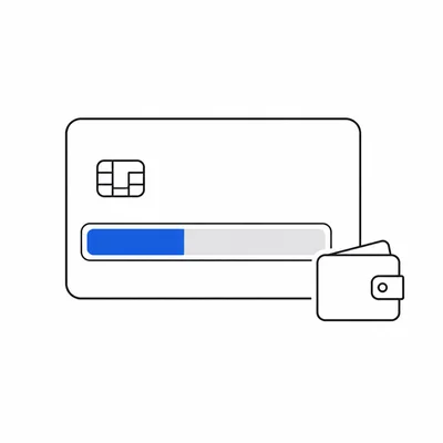 A credit card with a utilization bar filled to about one-third.