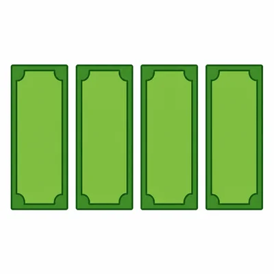 Four plain green money bills.