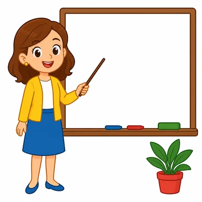 A teacher standing by a blank board.