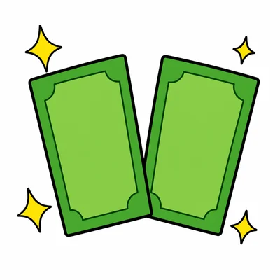 Two plain green money bills.