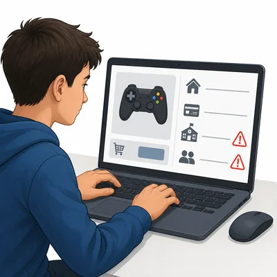 A student sees an online checkout form asking for extra personal information.