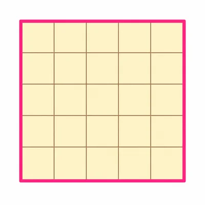 A square unit grid with its perimeter highlighted.
