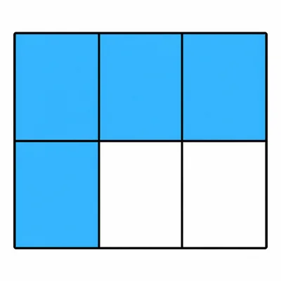 A rectangle split into 6 equal parts with 4 parts shaded.