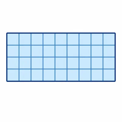 A rectangle on a grid that is 9 units by 4 units.