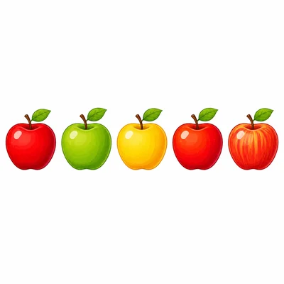 A pictograph row with five apple pictures.