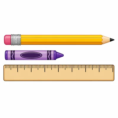 A pencil longer than a crayon, lined up for comparison.