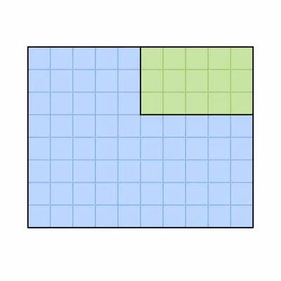 A composite shape made of two rectangles on a grid.