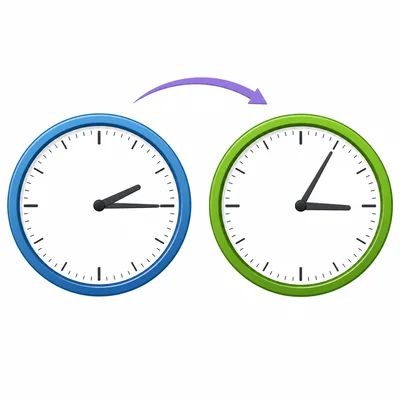 Two analog clocks showing the start and end times of a game.