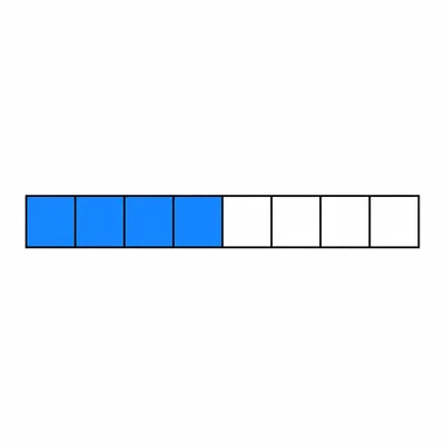 A tenths bar with four of ten parts shaded.