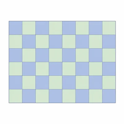 A rectangular rug divided into a grid of equal square tiles.