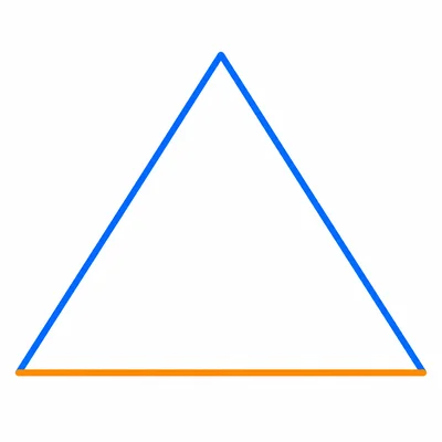 An isosceles triangle with two matching sides highlighted.