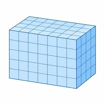 A rectangular prism shown with unit cube grid lines.
