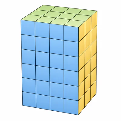 A rectangular prism made from unit cubes.