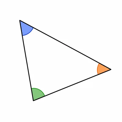 A triangle with its three interior angles marked.