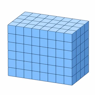 A rectangular box made from many equal unit cubes.
