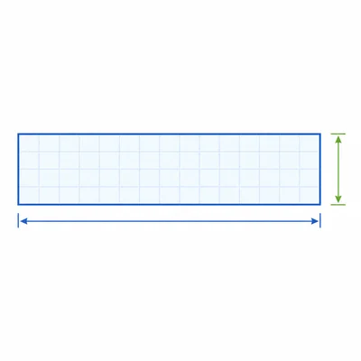 A rectangle with arrows showing its length and width.