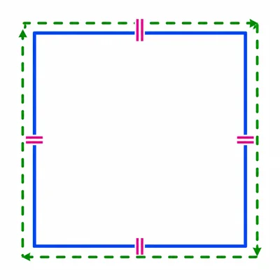 A square with its outside edge highlighted to show perimeter.