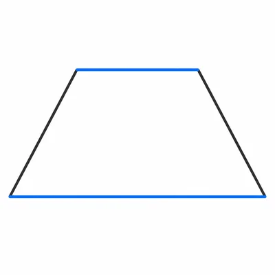 A trapezoid with its single pair of parallel sides highlighted.