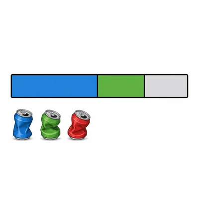 A goal bar with two collected portions filled and a remaining portion unfilled.